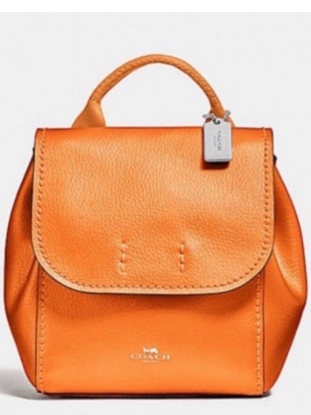 Coach Orange Derby Leather Backpack